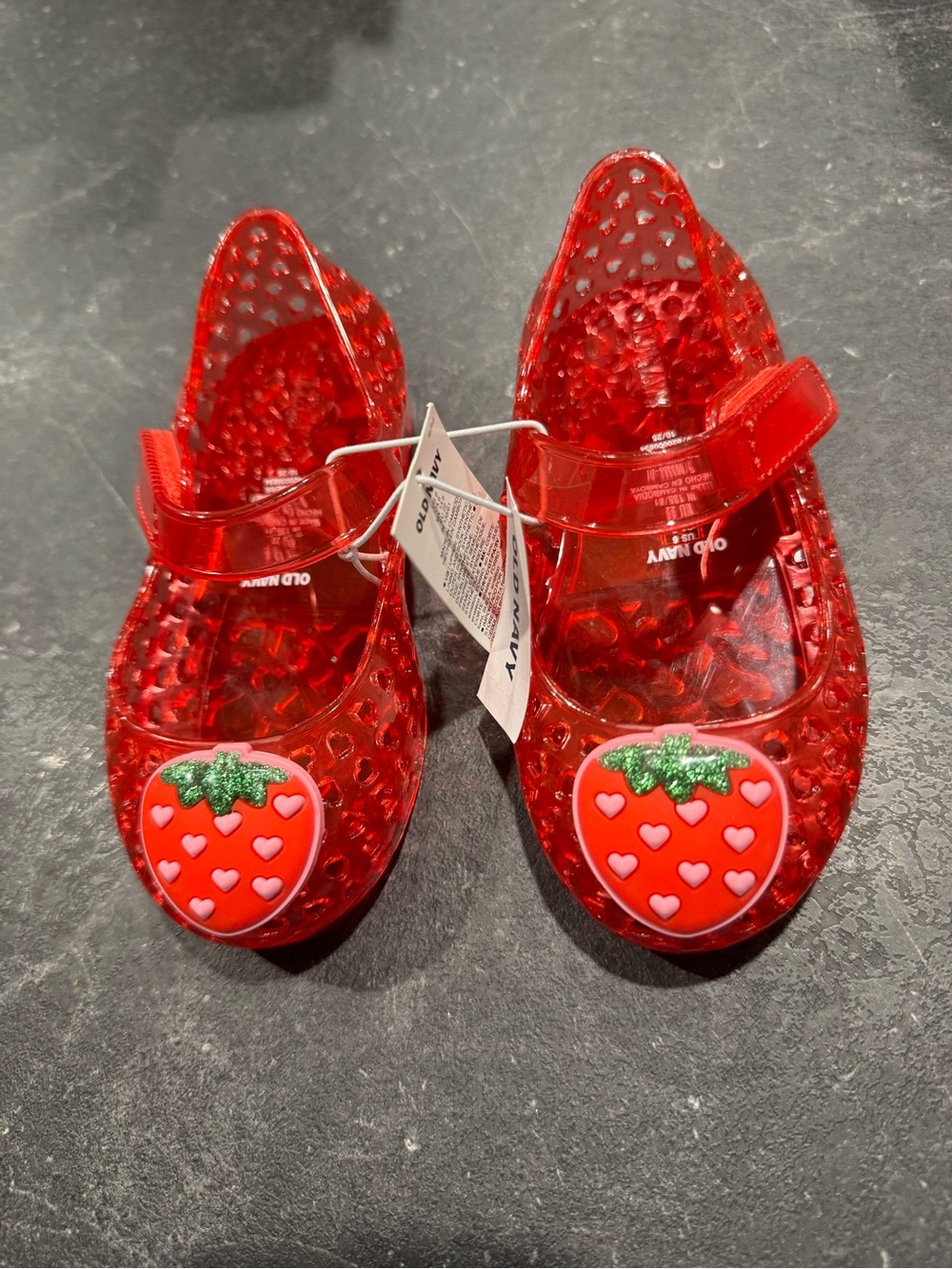NWT Old Navy Red Jelly Strawberry Mary Jane Sandals for Toddler 6